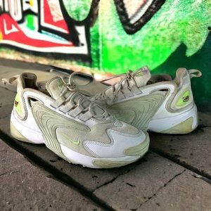 Nike Zoom 2K Shoes Zm Air Women’s Size 8 Mesh White Volt Aqua Chunky Sneakers